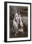 Woman with Bearded Collie-null-Framed Photographic Print