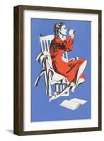 Woman with Binoculars-null-Framed Art Print