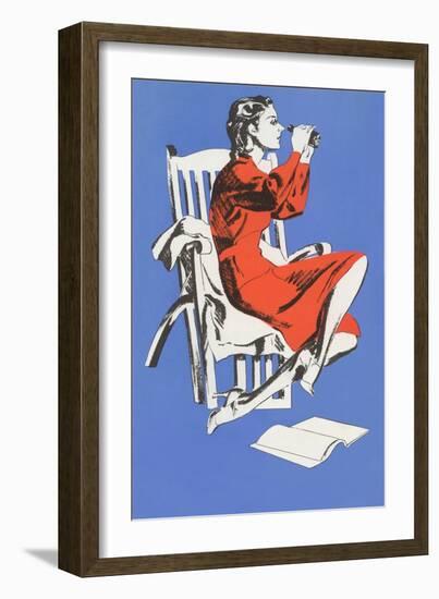 Woman with Binoculars-null-Framed Art Print