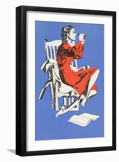 Woman with Binoculars-null-Framed Art Print