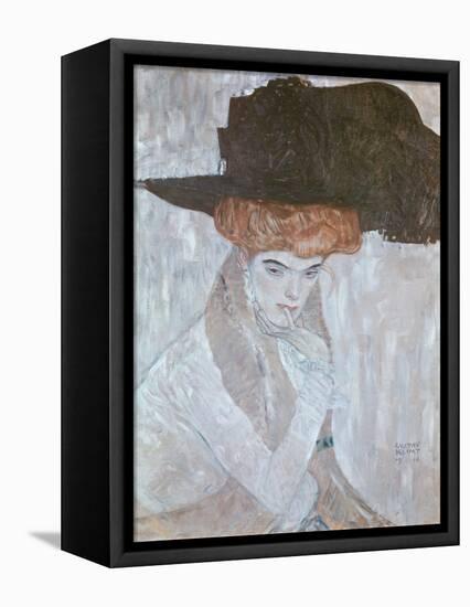 Woman with Black Feather Hat, 1910-Gustav Klimt-Framed Stretched Canvas