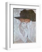 Woman with Black Feather Hat, 1910-Gustav Klimt-Framed Giclee Print