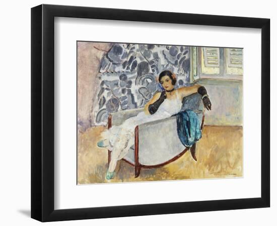 Woman with Black Gloves; La Femme Aux Gants Noirs, C.1930-Henri Lebasque-Framed Giclee Print