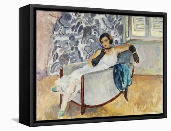 Woman with Black Gloves; La Femme Aux Gants Noirs, C.1930-Henri Lebasque-Framed Stretched Canvas