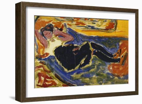 Woman with Black Stockings; Frau Mit Schwarzen Strumpfen (Die Schwarze Grete), C.1908-09-Ernst Ludwig Kirchner-Framed Giclee Print