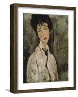 Woman with Black Tie, 1917-Amedeo Modigliani-Framed Giclee Print