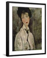 Woman with Black Tie, 1917-Amedeo Modigliani-Framed Giclee Print