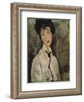 Woman with Black Tie, 1917-Amedeo Modigliani-Framed Giclee Print