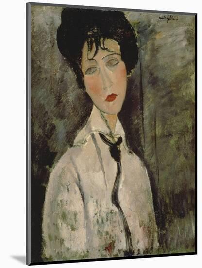 Woman with Black Tie, 1917-Amedeo Modigliani-Mounted Giclee Print