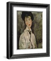 Woman with Black Tie, 1917-Amedeo Modigliani-Framed Giclee Print