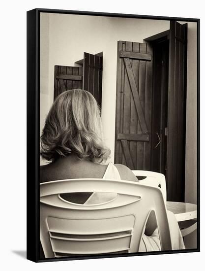 Woman with Blonde Hair Seen from Behind-Tim Kahane-Framed Stretched Canvas