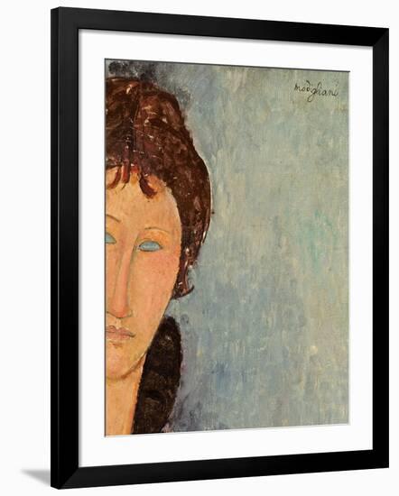 Woman with Blue Eyes, C.1918-Amedeo Modigliani-Framed Giclee Print