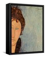 Woman with Blue Eyes, C.1918-Amedeo Modigliani-Framed Stretched Canvas