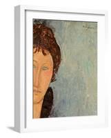 Woman with Blue Eyes, C.1918-Amedeo Modigliani-Framed Giclee Print