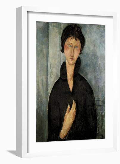 Woman with Blue Eyes-Amedeo Modigliani-Framed Art Print