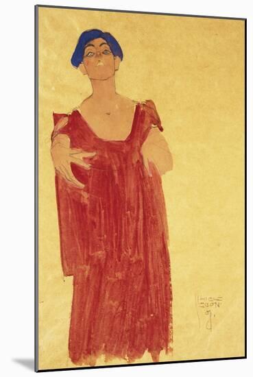 Woman with Blue Hair; Frau Mit Blauem Haar, 1918-Egon Schiele-Mounted Giclee Print