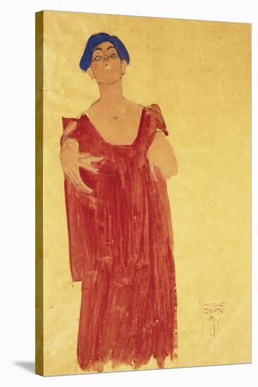 Woman with Blue Hair-Egon Schiele-Stretched Canvas