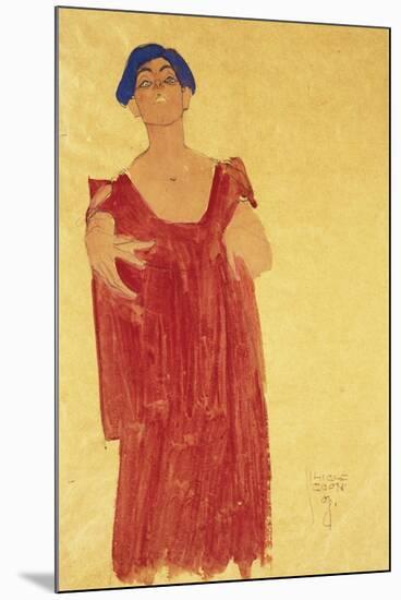 Woman with Blue Hair-Egon Schiele-Mounted Giclee Print