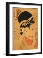 Woman with Brush and Scroll-null-Framed Art Print