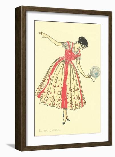 Woman with Bubble Pipe-null-Framed Art Print