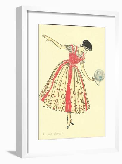 Woman with Bubble Pipe-null-Framed Art Print