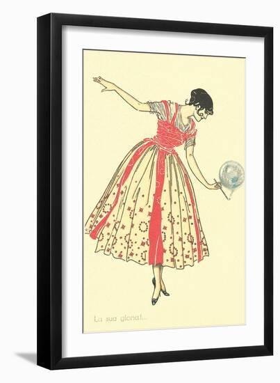 Woman with Bubble Pipe-null-Framed Art Print