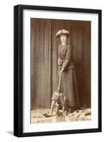 Woman with Bulldog on British Flag-null-Framed Photographic Print