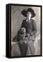 Woman with Bulldog-null-Framed Stretched Canvas