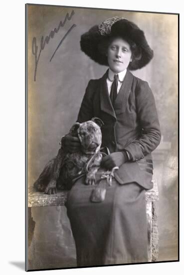 Woman with Bulldog-null-Mounted Photographic Print