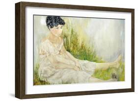 Woman with Butterfly-Norma Kramer-Framed Art Print