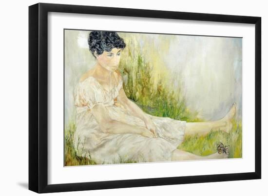 Woman with Butterfly-Norma Kramer-Framed Art Print