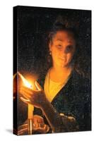 Woman with Candle, Late 1660S-Godfried Schalcken-Stretched Canvas