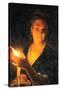 Woman with Candle, Late 1660S-Godfried Schalcken-Stretched Canvas