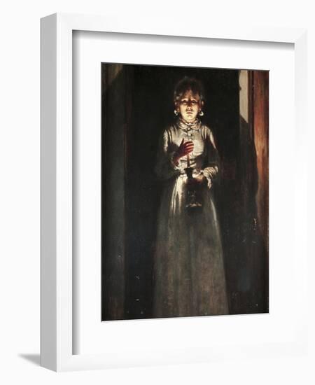 Woman with Candle-Odoardo Borrani-Framed Giclee Print