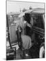 Woman with Car and Luggage-null-Mounted Photo