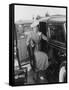 Woman with Car and Luggage-null-Framed Stretched Canvas