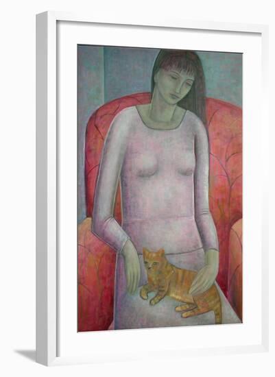 Woman with Cat, 2014-Ruth Addinall-Framed Giclee Print