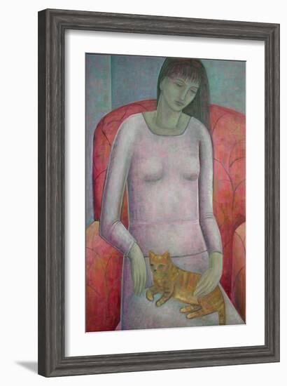 Woman with Cat, 2014-Ruth Addinall-Framed Giclee Print