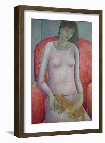 Woman with Cat, 2014-Ruth Addinall-Framed Giclee Print