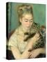 Woman with Cat (Femme au chat), 1875-Pierre-Auguste Renoir-Stretched Canvas