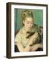 Woman with Cat (Femme au chat), 1875-Pierre-Auguste Renoir-Framed Art Print