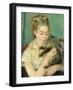 Woman with Cat (Femme au chat), 1875-Pierre-Auguste Renoir-Framed Art Print