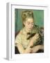 Woman with Cat (Femme au chat), 1875-Pierre-Auguste Renoir-Framed Art Print