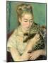 Woman with Cat (Femme au chat), 1875-Pierre-Auguste Renoir-Mounted Art Print