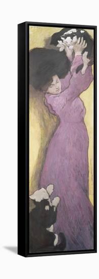 Woman with Cats (Pastel)-Janos Vaszary-Framed Stretched Canvas