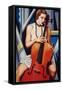 Woman with Cello-Catherine Abel-Framed Stretched Canvas