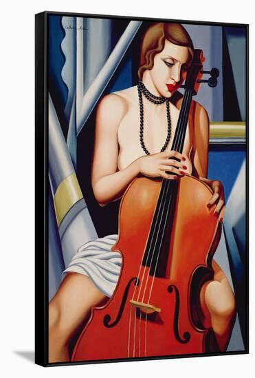 Woman with Cello-Catherine Abel-Framed Stretched Canvas