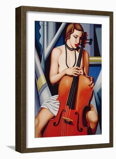 Woman with Cello-Catherine Abel-Framed Giclee Print