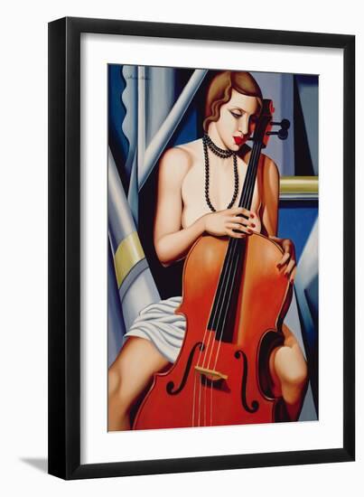 Woman with Cello-Catherine Abel-Framed Giclee Print