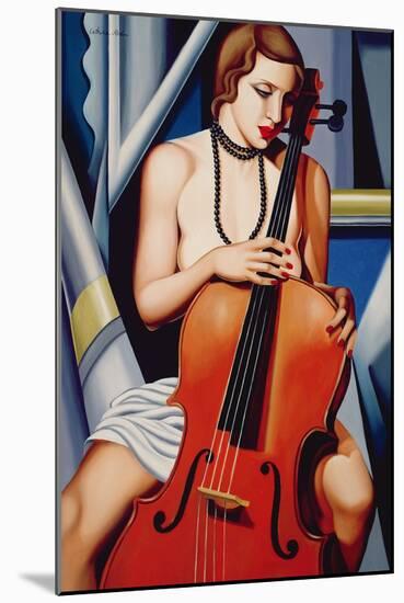 Woman with Cello-Catherine Abel-Mounted Giclee Print